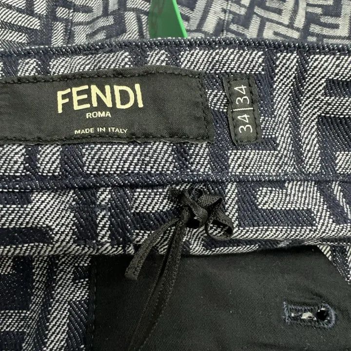 Fendi Fendi Blue FF Print Denim Shorts for Men 0079 Size US 34 / EU 50 - 2 Thumbnail
