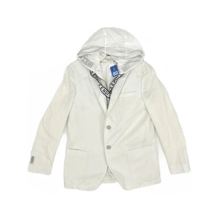 Fendi Layered Hooded Jacket in White 0079