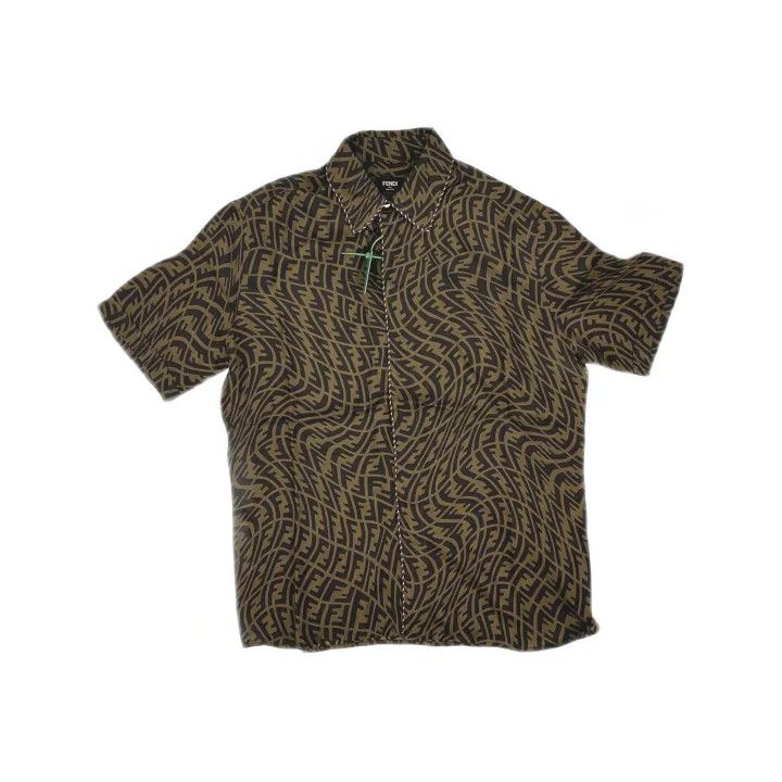 Fendi Fendi Double F Print Silk Short Sleeve Shirt 0079 Size US M / EU 48-50 / 2 - 2 Thumbnail