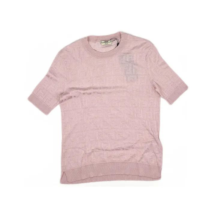 Fendi Fendi Pink Knit Short Sleeve Top 0079 Size US M / EU 48-50 / 2 - 2 Thumbnail