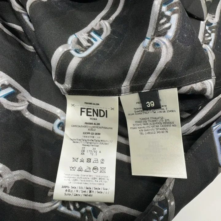 Fendi Fendi Black Patterned Long Sleeve Shirt 0079 Size US M / EU 48-50 / 2 - 4 Thumbnail