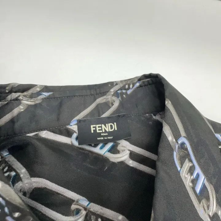 Fendi Fendi Black Patterned Long Sleeve Shirt 0079 Size US M / EU 48-50 / 2 - 5 Thumbnail