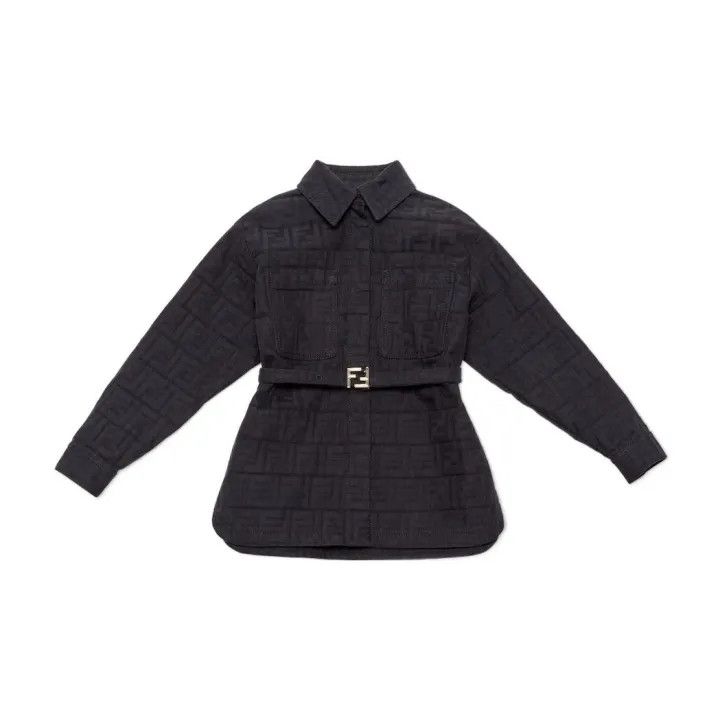Fendi Fendi Girls' Black Logo Pattern Shirt Jacket 0079 Size US L / EU 52-54 / 3 - 2 Thumbnail