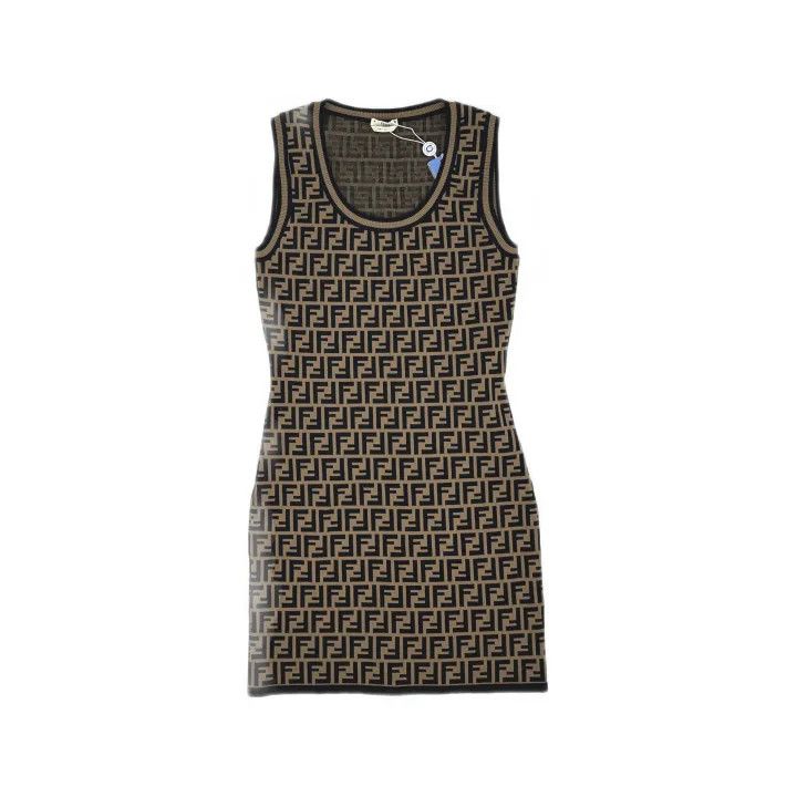 Fendi Fendi Monogram Knit Sleeveless Dress 0079 Size US 44 / EU 60 - 2 Thumbnail