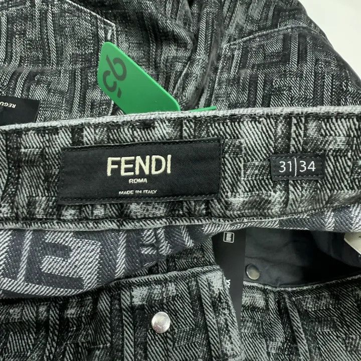 Fendi Fendi Gray Logo Pattern Straight Leg Jeans 0079 Size US 31 - 2 Thumbnail