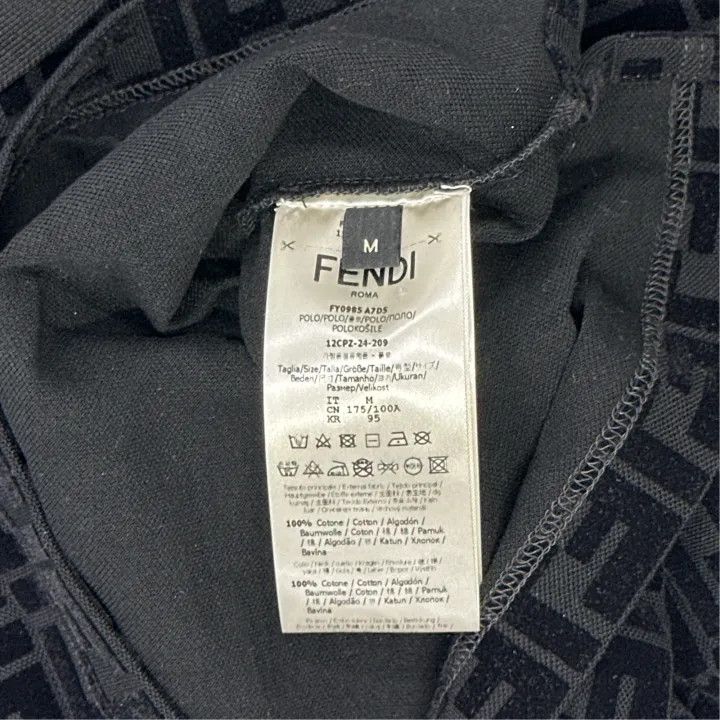 Fendi Fendi Black Logo Pattern Polo Shirt 0079 Size US M / EU 48-50 / 2 - 3 Thumbnail