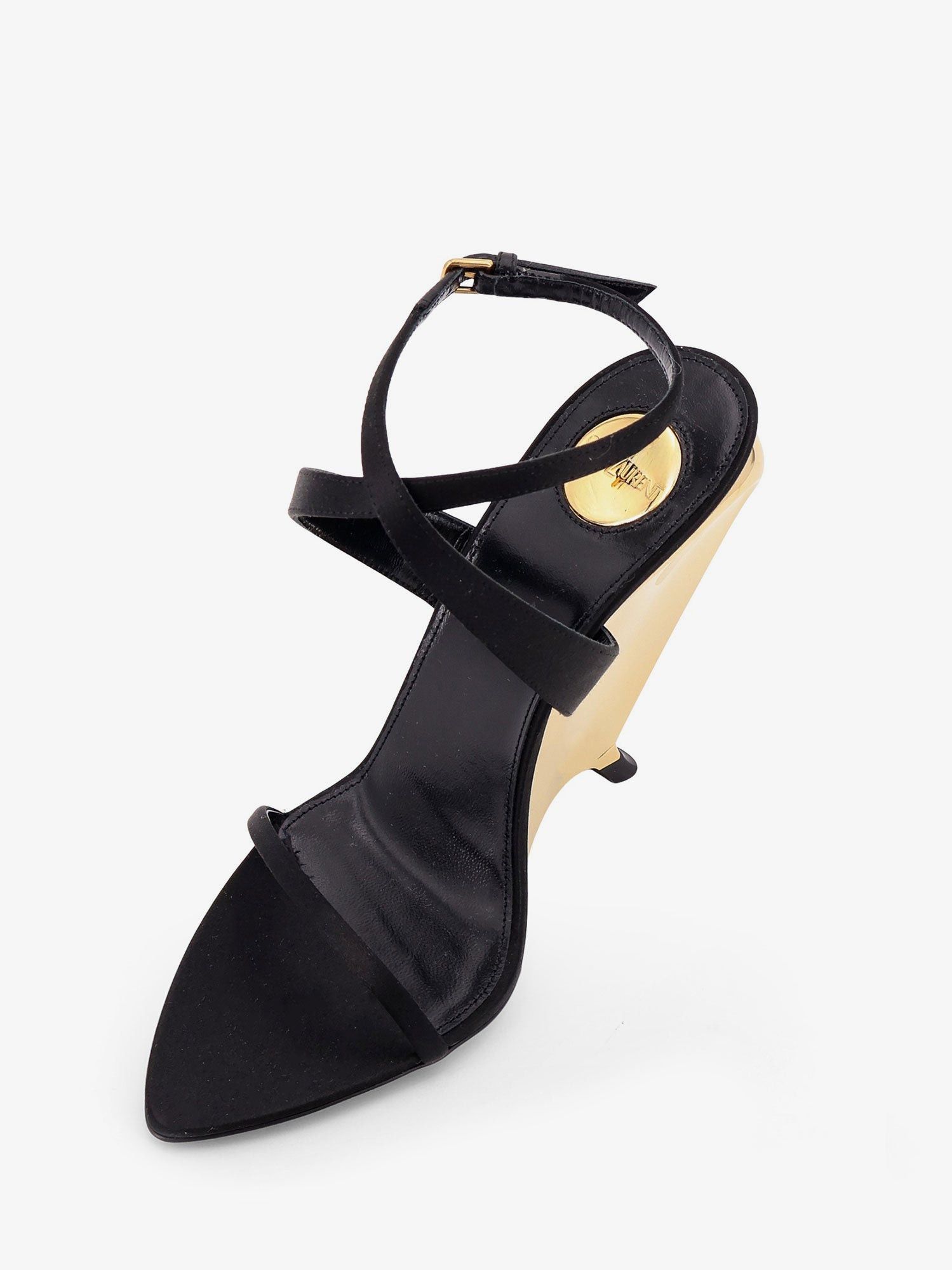 Tallulah 110 Satin Sandals With Sculptural Wedge Heel