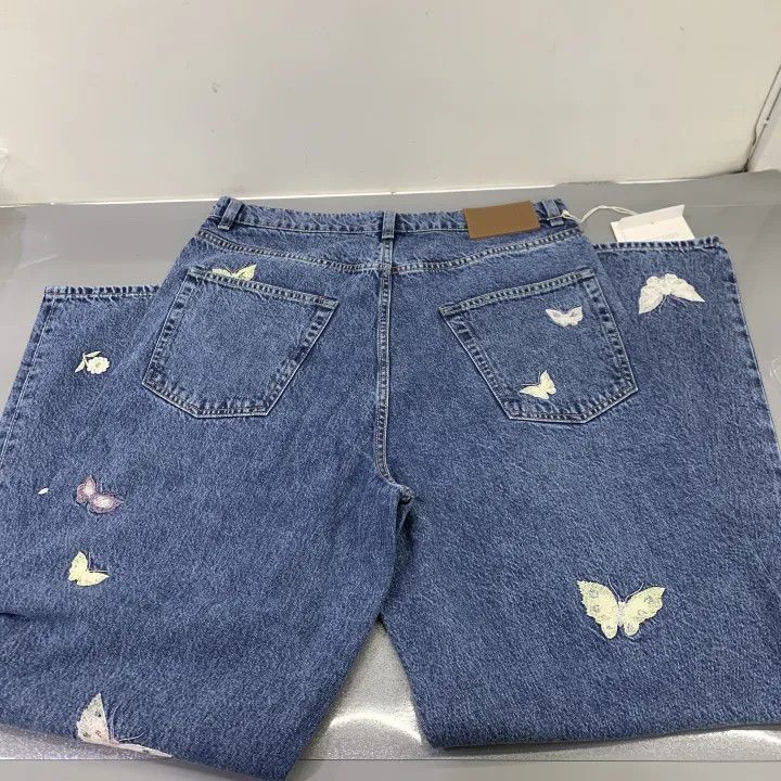 Our Legacy Our Legacy SS25 Indigo Embroidered Butterfly Jeans 0079 Size US 32 / EU 48 - 2 Thumbnail