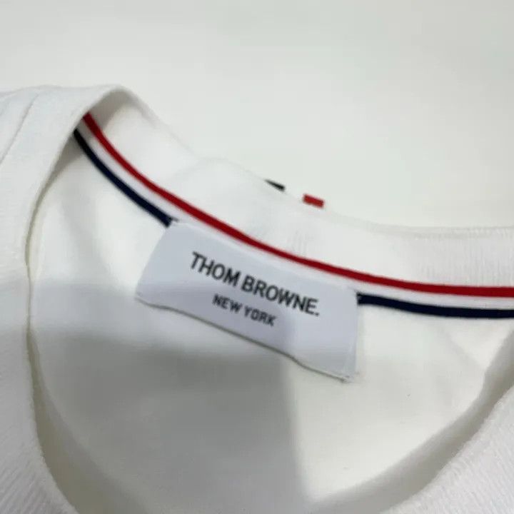 Thom Browne Thom Browne White Ribbed Short Sleeve T-Shirt 0079 Size US S / EU 44-46 / 1 - 6 Thumbnail