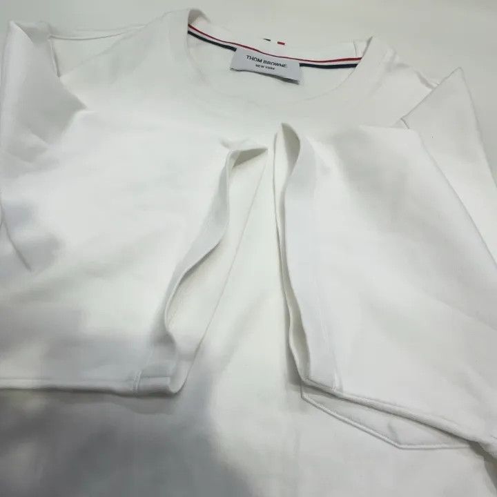 Thom Browne Thom Browne White Ribbed Short Sleeve T-Shirt 0079 Size US S / EU 44-46 / 1 - 8 Thumbnail