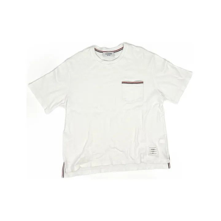 Thom Browne Thom Browne White Ribbed Short Sleeve T-Shirt 0079 Size US S / EU 44-46 / 1 - 2 Thumbnail