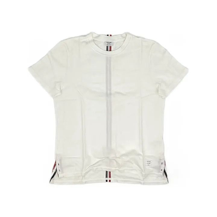 Thom Browne Thom Browne White Striped Cotton T-Shirt 0079 Size US S / EU 44-46 / 1 - 2 Thumbnail