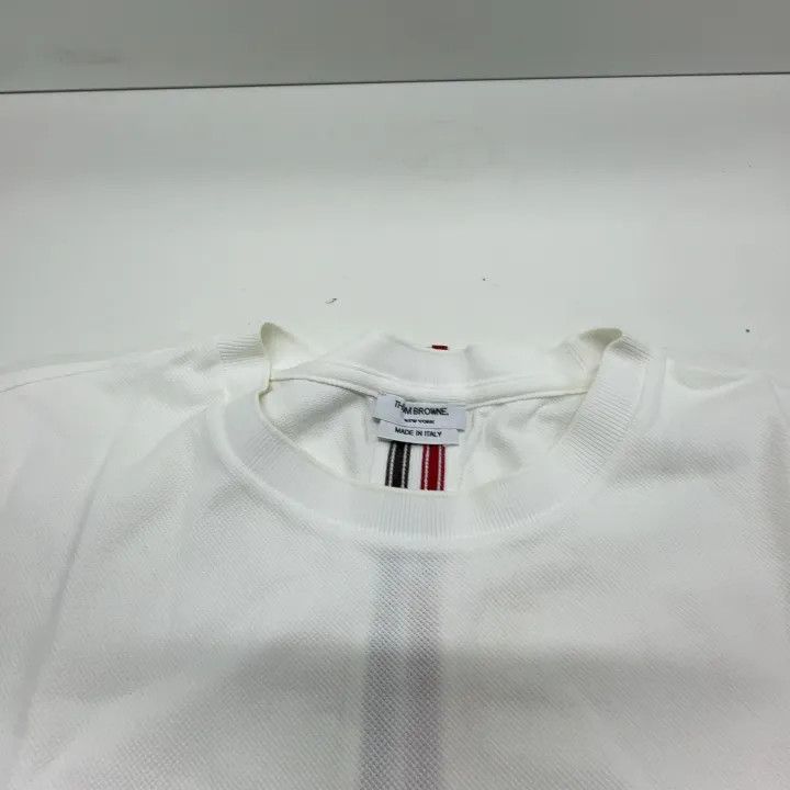 Thom Browne Thom Browne White Striped Cotton T-Shirt 0079 Size US S / EU 44-46 / 1 - 7 Thumbnail