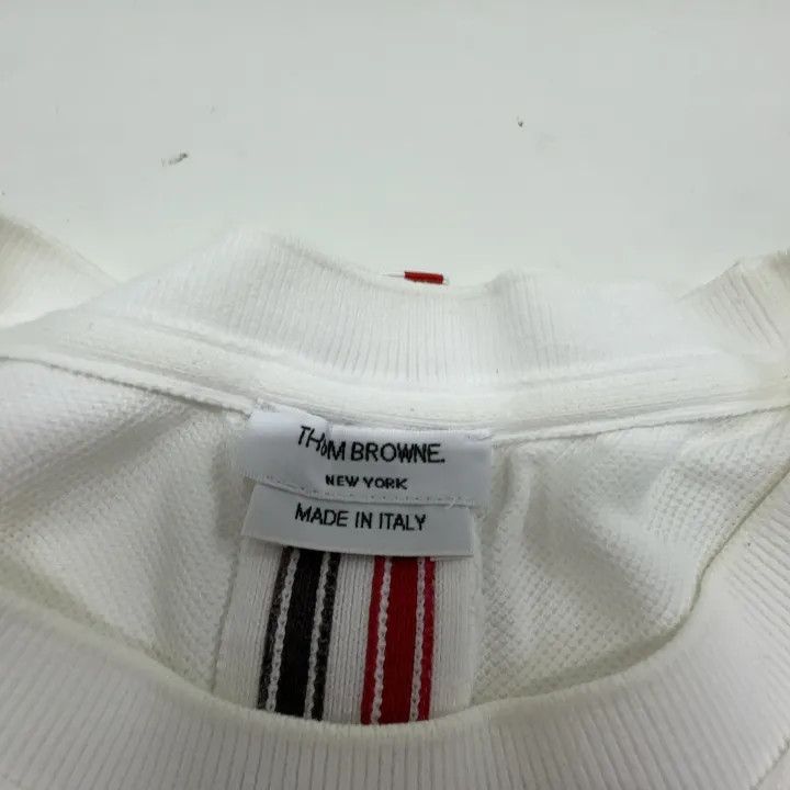Thom Browne Thom Browne White Striped Cotton T-Shirt 0079 Size US S / EU 44-46 / 1 - 6 Thumbnail