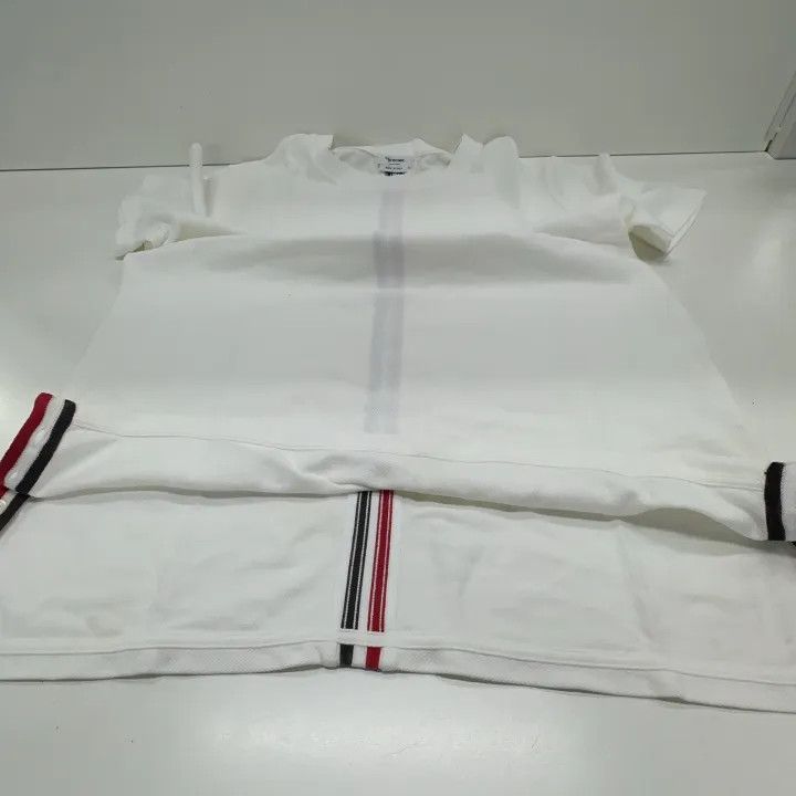 Thom Browne Thom Browne White Striped Cotton T-Shirt 0079 Size US S / EU 44-46 / 1 - 12 Thumbnail