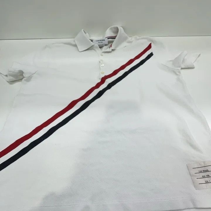 Thom Browne Thom Browne Striped Print Short Sleeve Polo 0079 Size US S / EU 44-46 / 1 - 8 Thumbnail