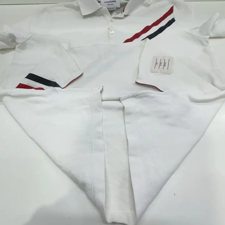 Thom Browne Thom Browne Striped Print Short Sleeve Polo 0079 Size US S / EU 44-46 / 1 - 9 Thumbnail