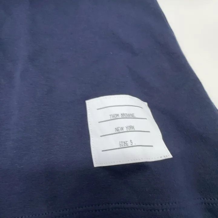 Thom Browne Thom Browne Navy Ribbed Detail Crewneck T-Shirt 0079 Size US XL / EU 56 / 4 - 5 Thumbnail