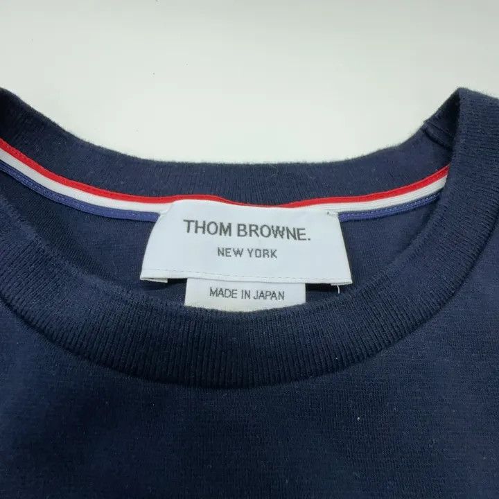 Thom Browne Thom Browne Navy Ribbed Detail Crewneck T-Shirt 0079 Size US XL / EU 56 / 4 - 6 Thumbnail