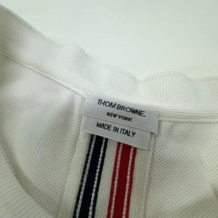 Thom Browne Thom Browne White Cotton Striped T-Shirt 0079 Size US M / EU 48-50 / 2 - 6 Thumbnail