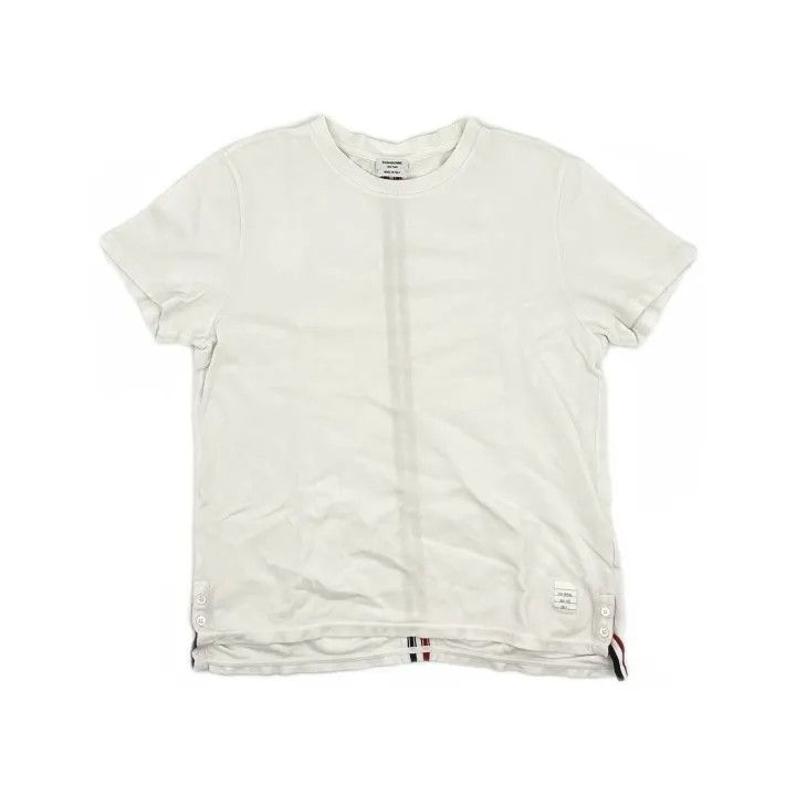 Thom Browne Thom Browne White Cotton Striped T-Shirt 0079 Size US M / EU 48-50 / 2 - 2 Thumbnail