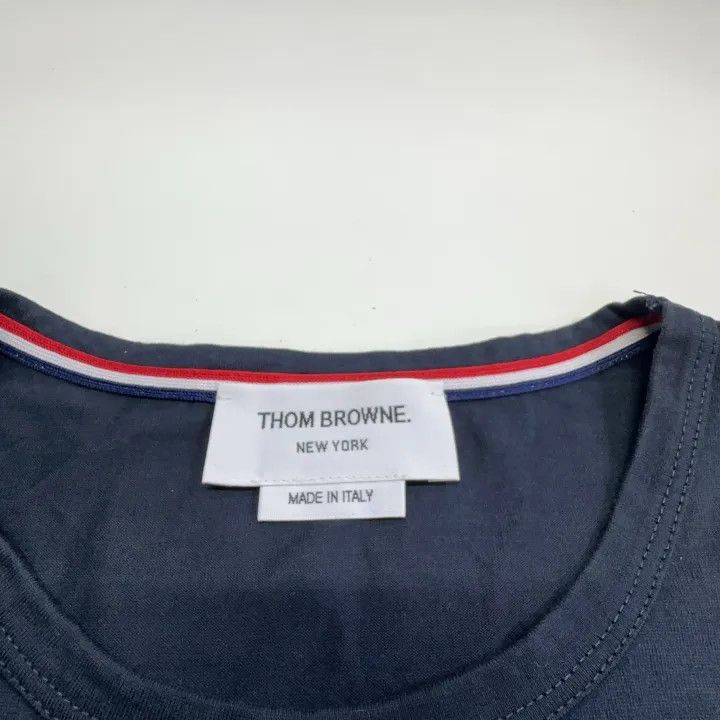 Thom Browne Thom Browne Navy Blue Tricolour Accent T-Shirt 0079 Size US M / EU 48-50 / 2 - 4 Thumbnail