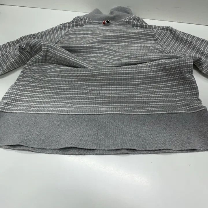 Thom Browne Thom Browne Gray Striped Knit Polo Shirt 0079 Size US S / EU 44-46 / 1 - 10 Thumbnail