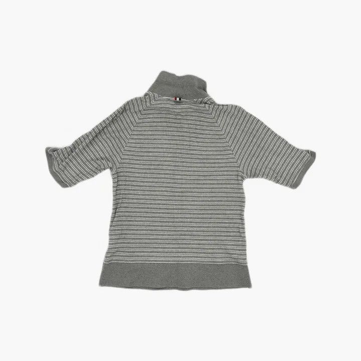 Thom Browne Thom Browne Gray Striped Knit Polo Shirt 0079 Size US S / EU 44-46 / 1 - 3 Thumbnail