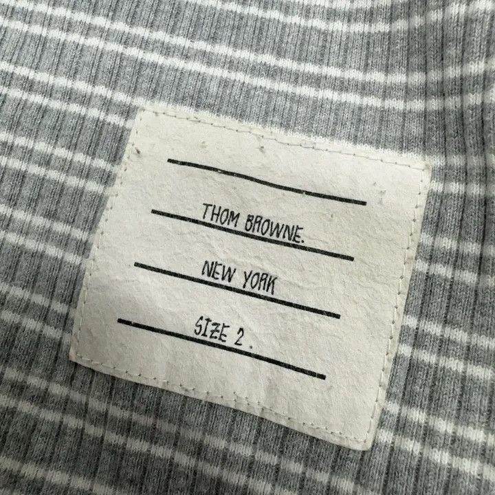 Thom Browne Thom Browne Gray Striped Knit Polo Shirt 0079 Size US S / EU 44-46 / 1 - 4 Thumbnail