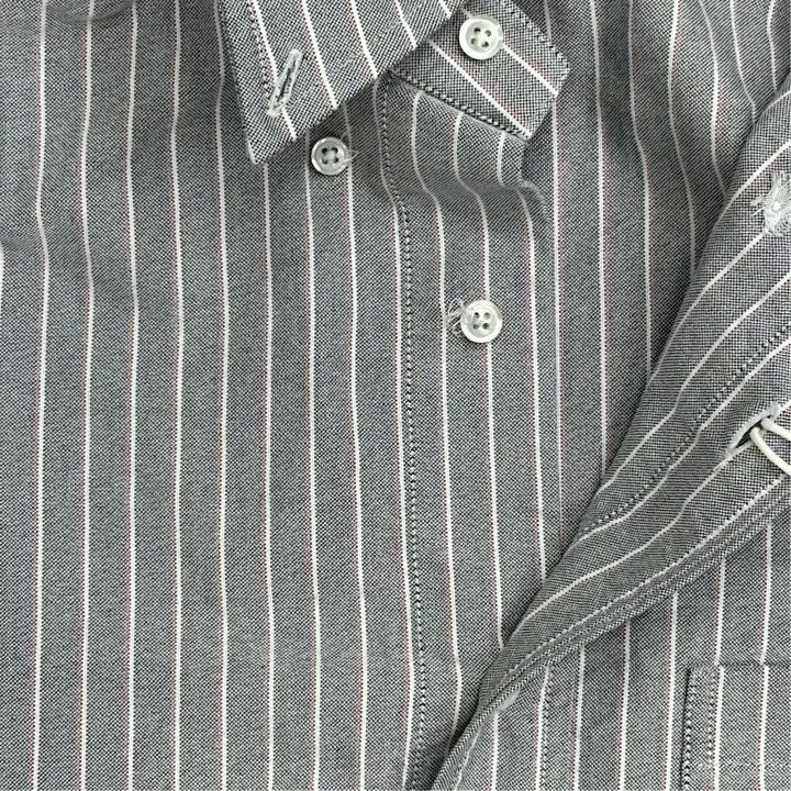 Thom Browne Thom Browne Gray Striped Long Sleeve Shirt 0079 Size US S / EU 44-46 / 1 - 5 Thumbnail