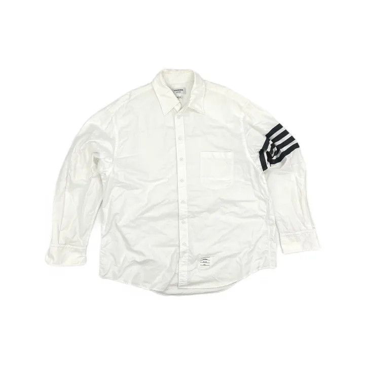 Thom Browne Thom Browne Classic Striped White Long Sleeve Shirt 0079 Size US M / EU 48-50 / 2 - 2 Thumbnail
