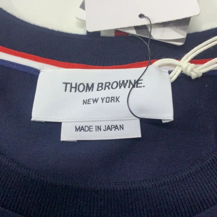 Thom Browne Thom Browne Navy Short Sleeve Cotton T-Shirt 0079 Size US S / EU 44-46 / 1 - 4 Thumbnail