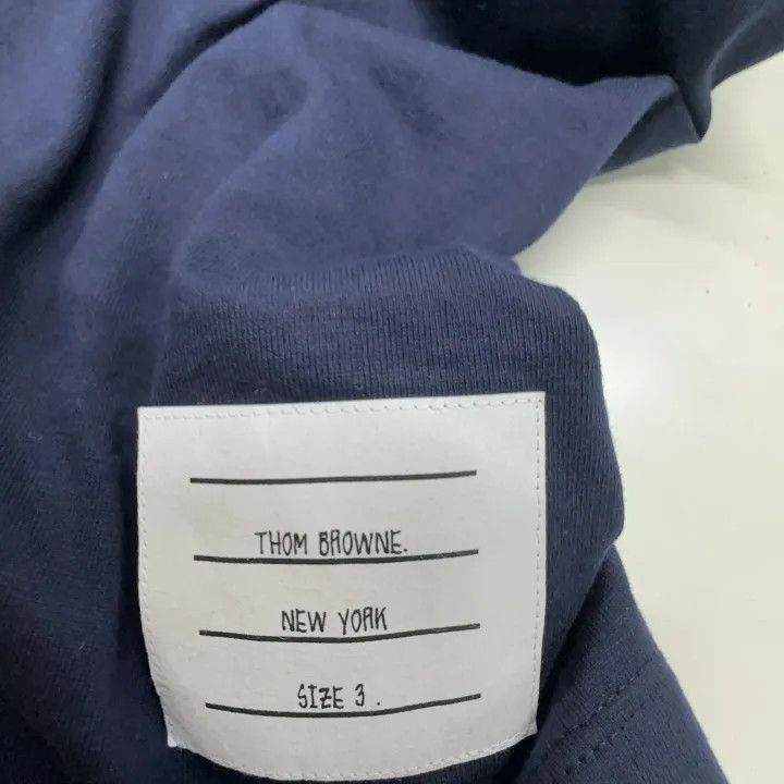 Thom Browne Thom Browne Cotton Crewneck T-Shirt in Navy 0079 Size US M / EU 48-50 / 2 - 6 Thumbnail