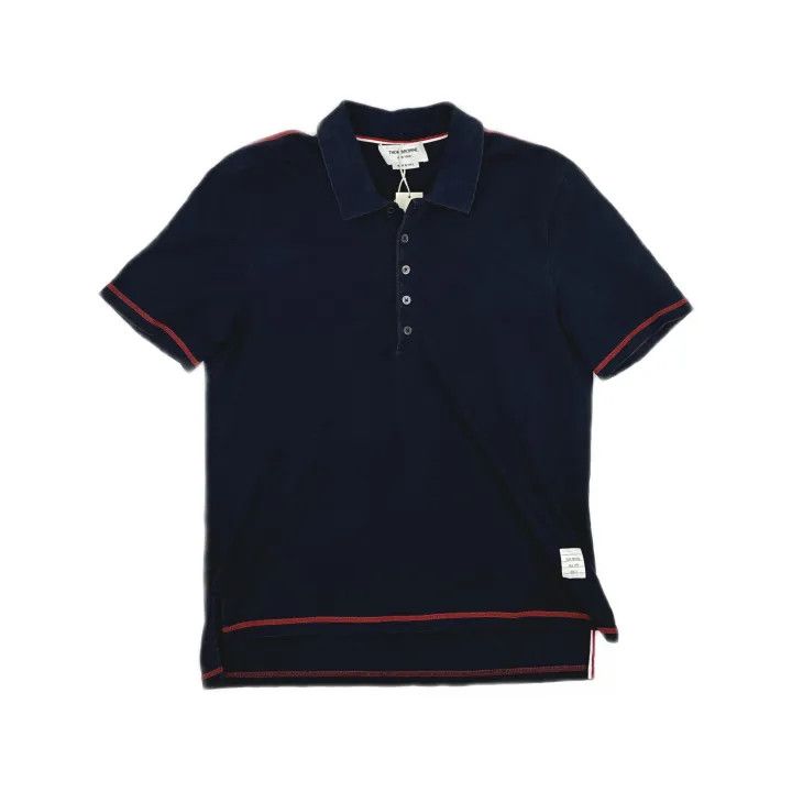 Thom Browne Thom Browne Navy Cotton Polo Shirt 0079 Size US M / EU 48-50 / 2 - 2 Thumbnail