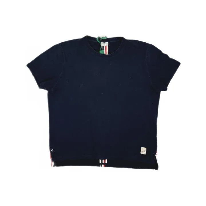 Thom Browne Thom Browne Navy Striped Cotton Short Sleeve T-shirt 0079 Size US L / EU 52-54 / 3 - 2 Thumbnail