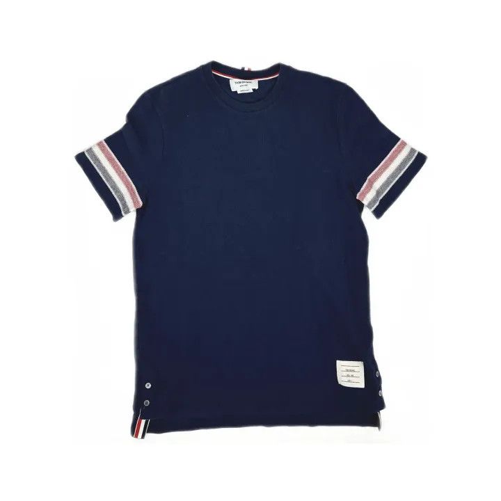 Thom Browne Thom Browne Navy Striped Short Sleeve T-Shirt 0079 Size US M / EU 48-50 / 2 - 2 Thumbnail