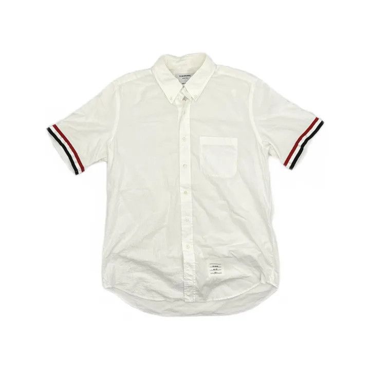 Thom Browne Thom Browne Short Sleeve Shirt with Striped Cuffs 0079 Size US S / EU 44-46 / 1 - 2 Thumbnail