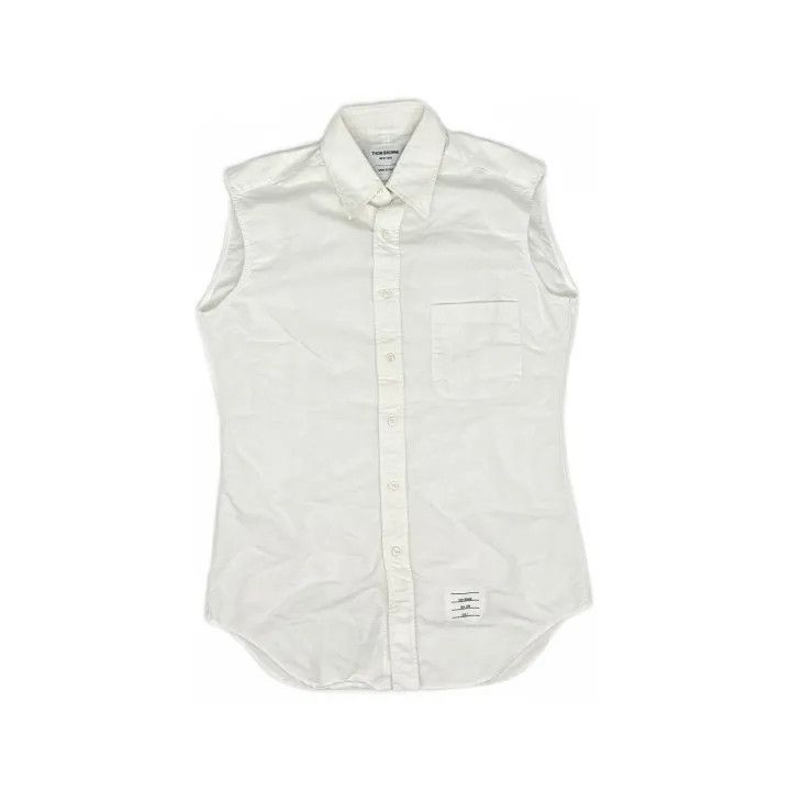 Thom Browne Thom Browne White Sleeveless Oxford Shirt 0079 Size US S / EU 44-46 / 1 - 2 Thumbnail