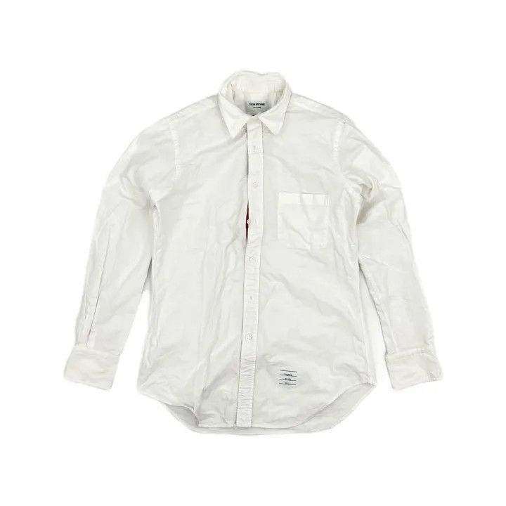 Thom Browne Thom Browne White Satin Oxford Long Sleeve Shirt 0079 Size US M / EU 48-50 / 2 - 2 Thumbnail