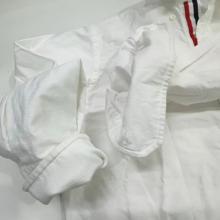 Thom Browne Thom Browne White Satin Oxford Long Sleeve Shirt 0079 Size US M / EU 48-50 / 2 - 8 Thumbnail