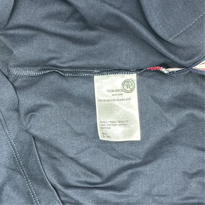 Thom Browne Navy Tricolour Accent Short Sleeve T-Shirt 0079