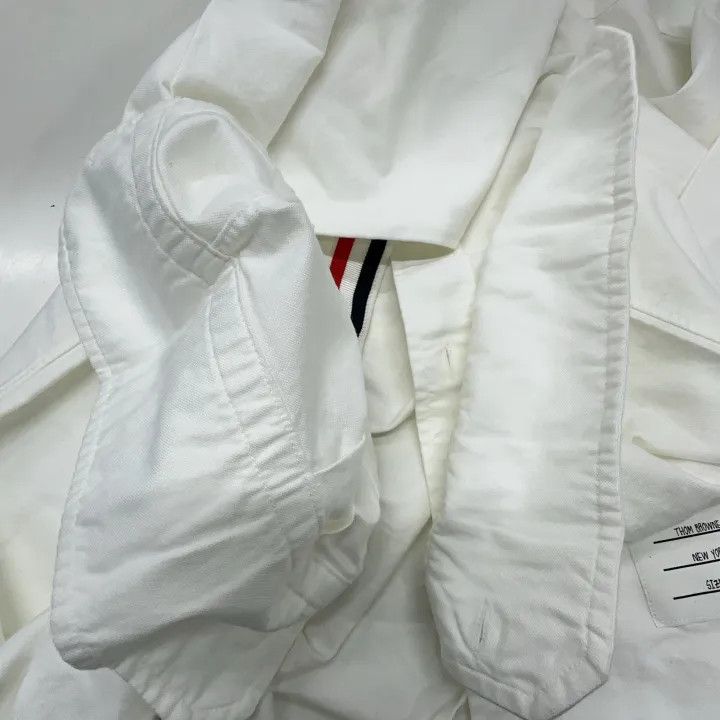 Thom Browne Thom Browne White Satin Long Sleeve Shirt 0079 Size US L / EU 52-54 / 3 - 7 Thumbnail