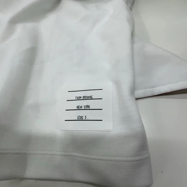 Thom Browne Thom Browne White Ribbed Detail T-Shirt 0079 Size US L / EU 52-54 / 3 - 5 Thumbnail