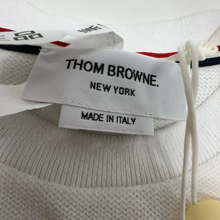 Thom Browne Thom Browne White Striped Short Sleeve T-Shirt 0079 Size US S / EU 44-46 / 1 - 5 Thumbnail