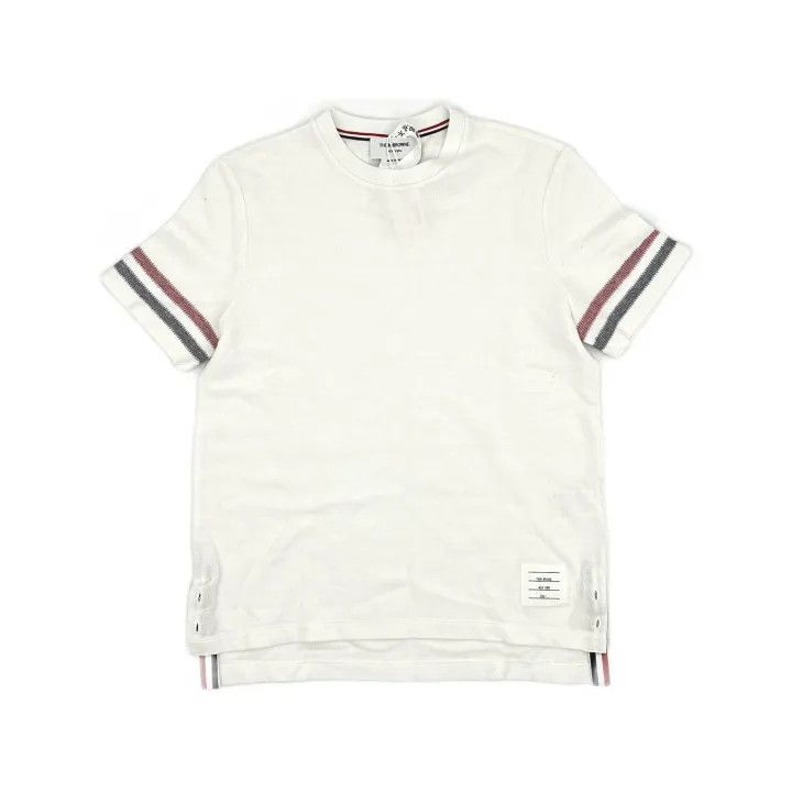 Thom Browne Thom Browne White Striped Short Sleeve T-Shirt 0079 Size US S / EU 44-46 / 1 - 2 Thumbnail