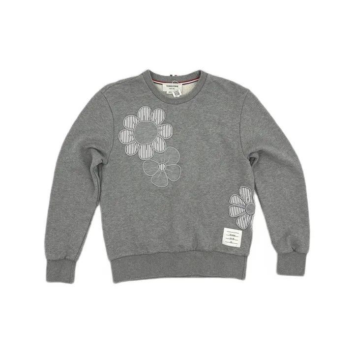 Thom Browne Thom Browne Gray Floral Embroidered Sweatshirt 0079 Size US S / EU 44-46 / 1 - 2 Thumbnail