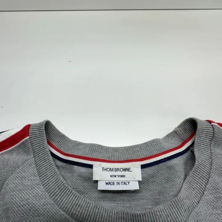 Thom Browne Thom Browne Gray Stripe Short Sleeve Polo 0079 Size US M / EU 48-50 / 2 - 6 Thumbnail