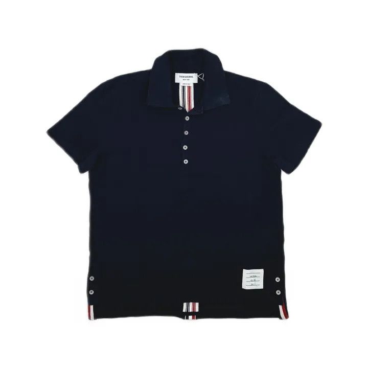 Thom Browne Thom Browne Short Sleeve Polo Shirt in Navy 0079 Size US M / EU 48-50 / 2 - 2 Thumbnail