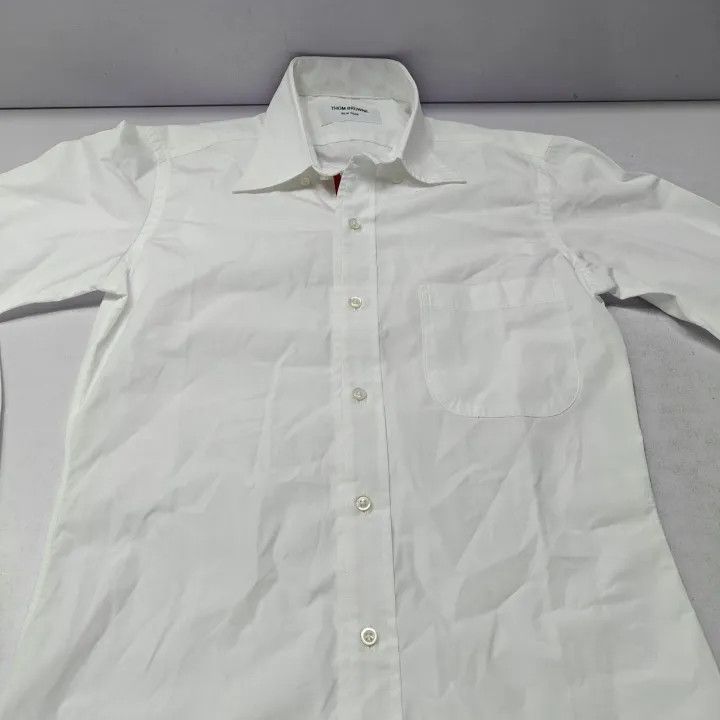 Thom Browne Thom Browne White Satin Long Sleeve Shirt 0079 Size US M / EU 48-50 / 2 - 9 Thumbnail