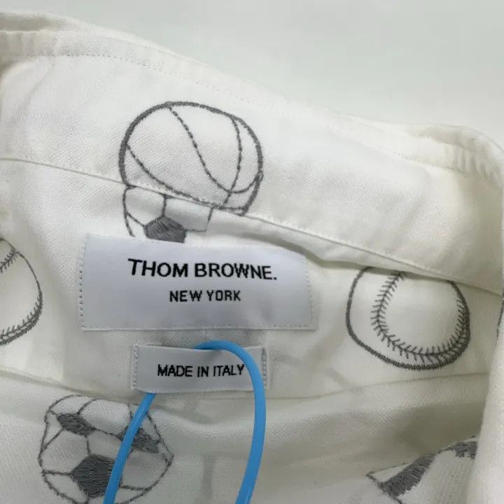 Thom Browne Thom Browne White Patterned Long Sleeve Shirt 0079 Size US S / EU 44-46 / 1 - 2 Thumbnail